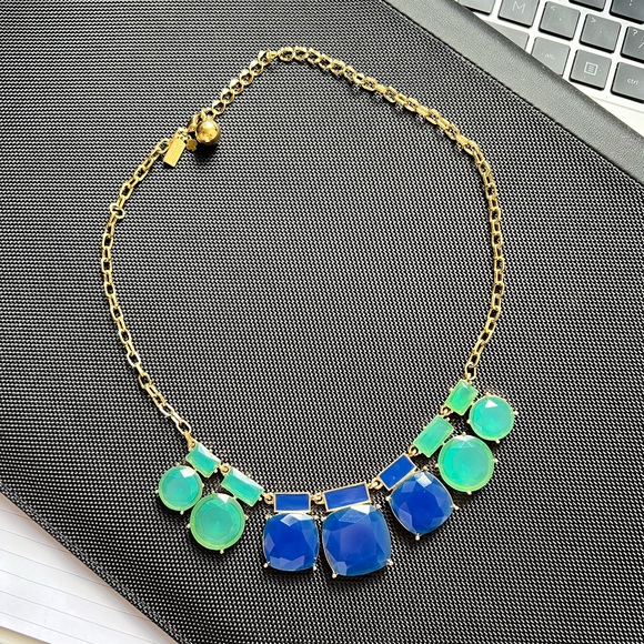 Kate Spade New York ocean teal aqua blue gold necklace jewel tone baubles bubble
